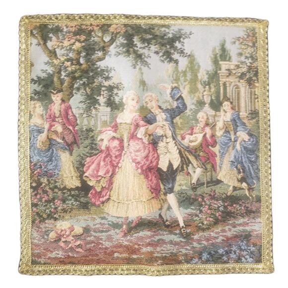 VTG Tapisseries Du Lion Napperon Francois Boucheron Society In The Park Scenes-2 - Picture 3 of 9